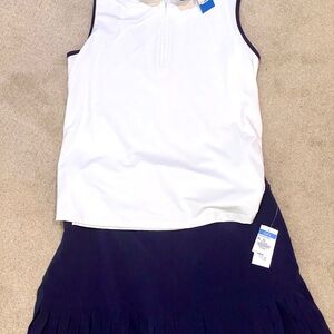 J.McLaughlin Navy Skort XL & White 3/4 zip top Size XL NEW W/ TAGS  MSRP $300
